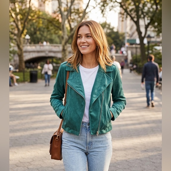 LC Lauren Conrad Jackets & Blazers - NWT LC Lauren Conrad Teal Faux Leather Jacket